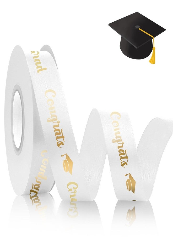 STARKET Class of 2025 Ribbon for Flower Bouquet 25 Yards White 1 Inch 2025 Congrats Grad Ribbon Graduation Season Ribbons for DIY Craft Gift White Ribon Leis for Graduation Bouquet - Image 1
